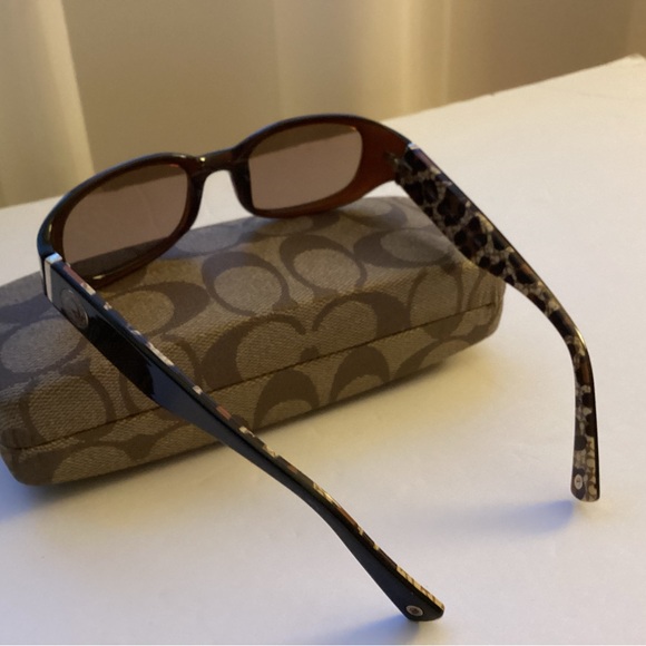 Coach Tortoise Shell Sunglasses with Patterned Case - Picture 2 of 5